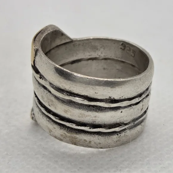 Sterling Silver 925 with Gold 18k Accent Ring Size 6.5 - Picture 5 of 6